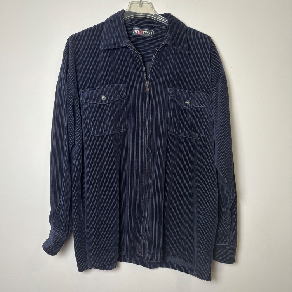 Protest Mens VTG 90s Wide Wale Corduroy Shirt Jacket 2XT Cotton Full Zip Shacket